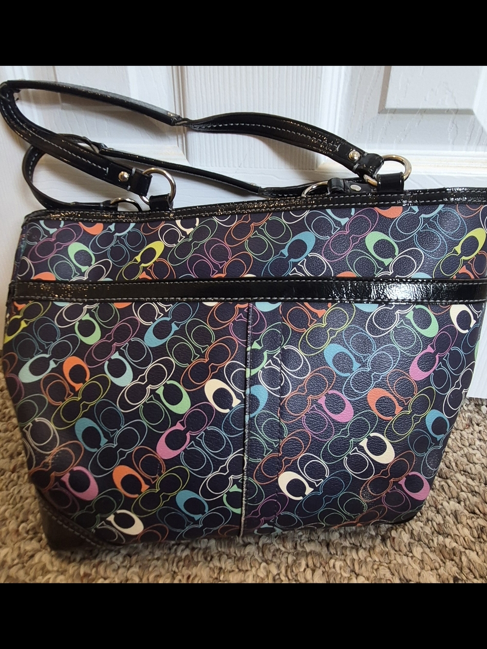 Coach Chelsea Heritage Signature Navy Multicolor Tote F15139 Vibrant